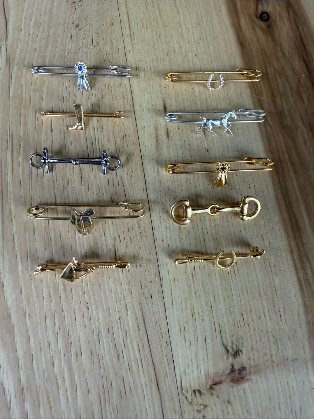10 Equestrian Stock Tie Pin Lot E-For Foxhunting or Dressage